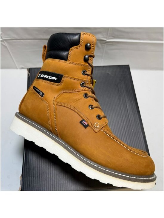 Sureway Mens Moc Toe Waterproof Work Boots Light Brown Size 12 NEW main image 4